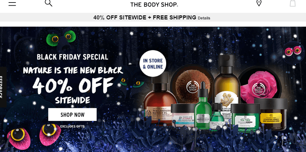 The Body Shop优惠码2018 黑五全场6折促销美国免邮